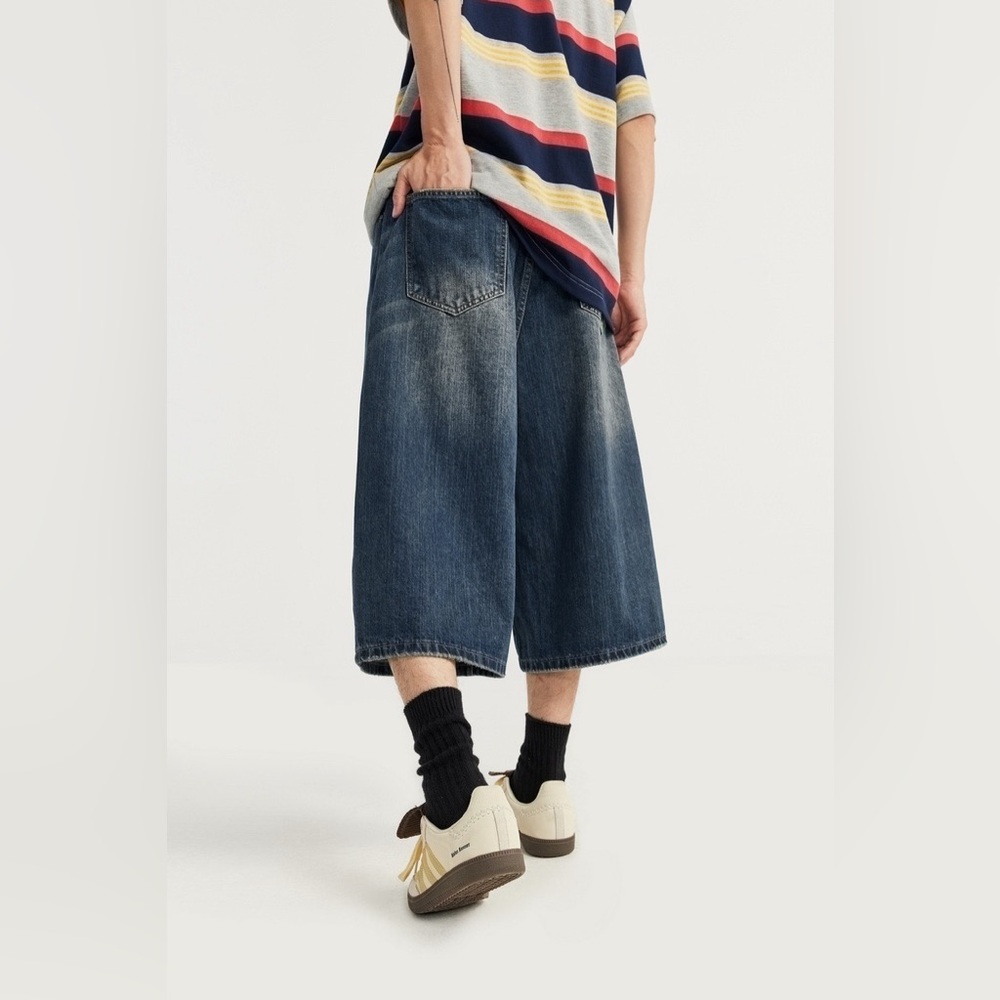 Y2K men’s BLUE WIDE LEG BAGGY JORTS 32‎ WAIST